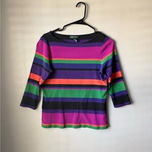 Ralph Lauren Striped Knit Top Women’s Size L | Colorful Long Sleeve